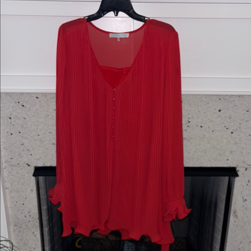 Red Long Sleeve Blouse